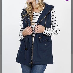 Navy Hooded Military Vest